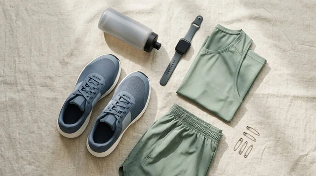 Illustrative overhead arrangement of generic race-morning running gear.